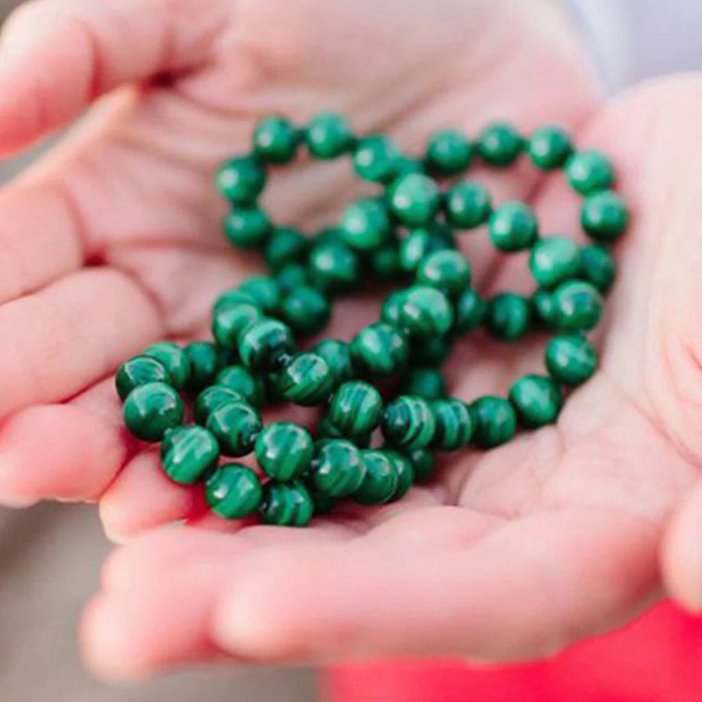 💚 MALACHITE 💚 Exquisite Gemisphere 8mm Therapy Necklace 27” 💚